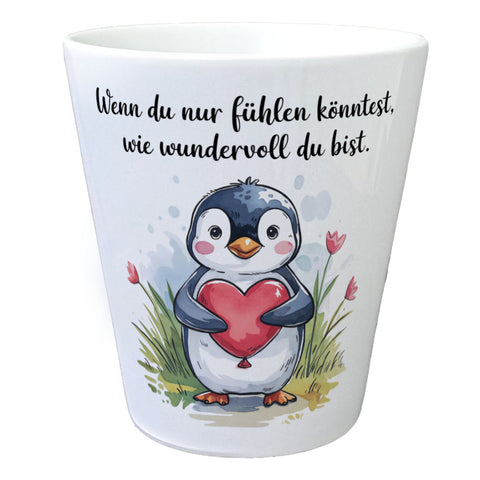 Pinguin mit Herzballon - Wundervoll Blumentopf