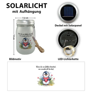 Pinguin mit Herzballon Solarlicht - Du bist wundervoll