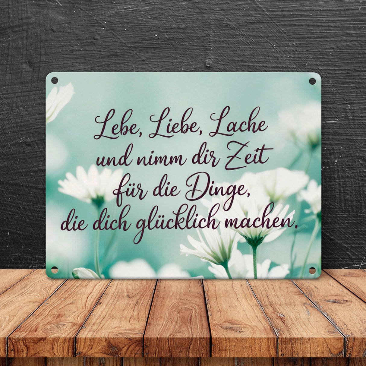 Lebe Liebe Lache - Glücklich sein Metallschild in 15x20 cm