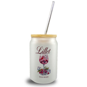 Weinglas mit Beeren - Lillet Wild Berry Trinkglas mit Bambusdeckel