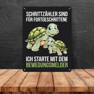 Schrittzähler für Fortgeschrittene - Schildkröte Metallschild in 15x20 cm