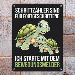 Schrittzähler für Fortgeschrittene - Schildkröte Metallschild in 15x20 cm