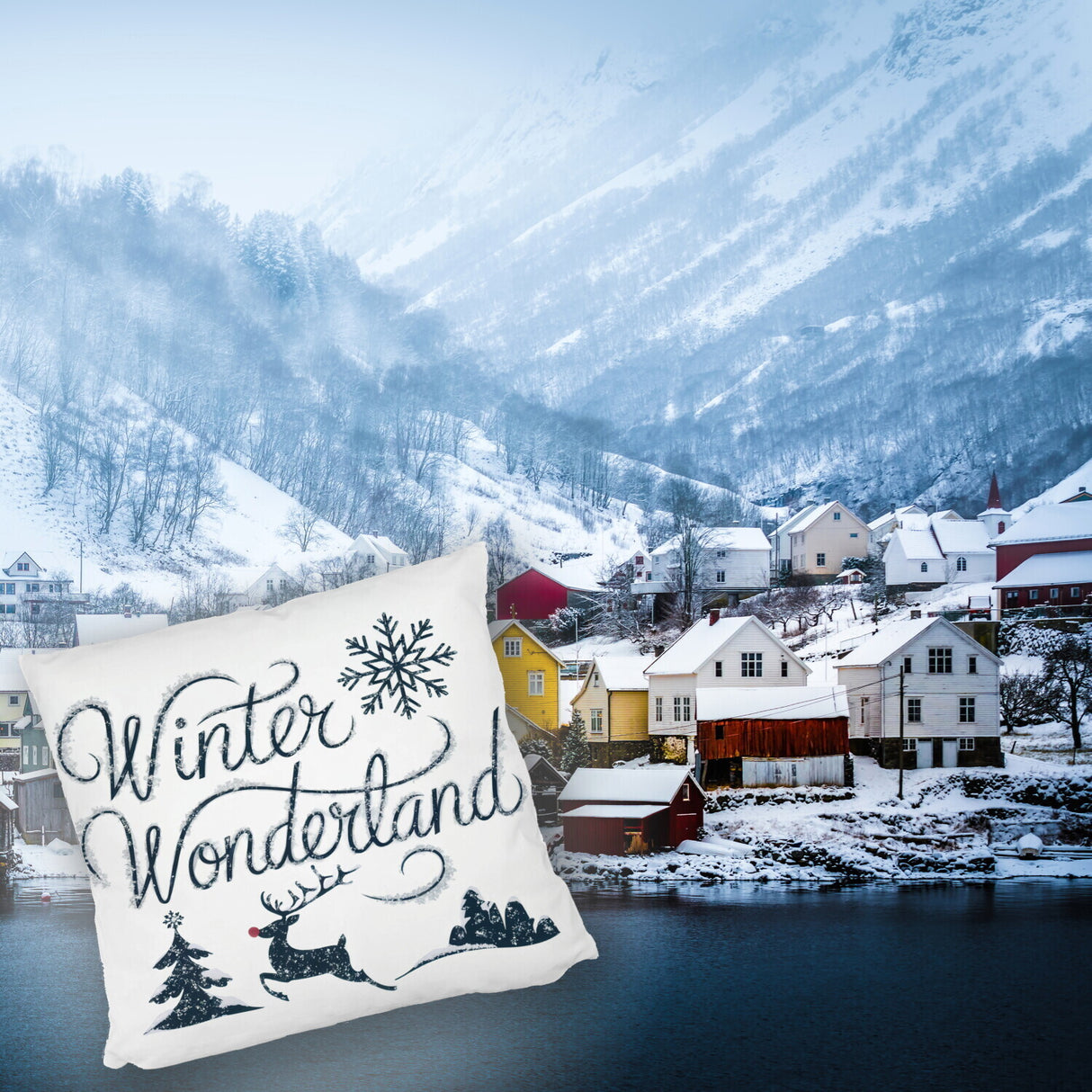 Winterwunderland mit Rentier - Kissen Winter Wonderland