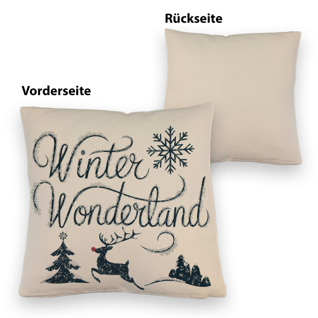 Winterwunderland mit Rentier - Kissen Winter Wonderland