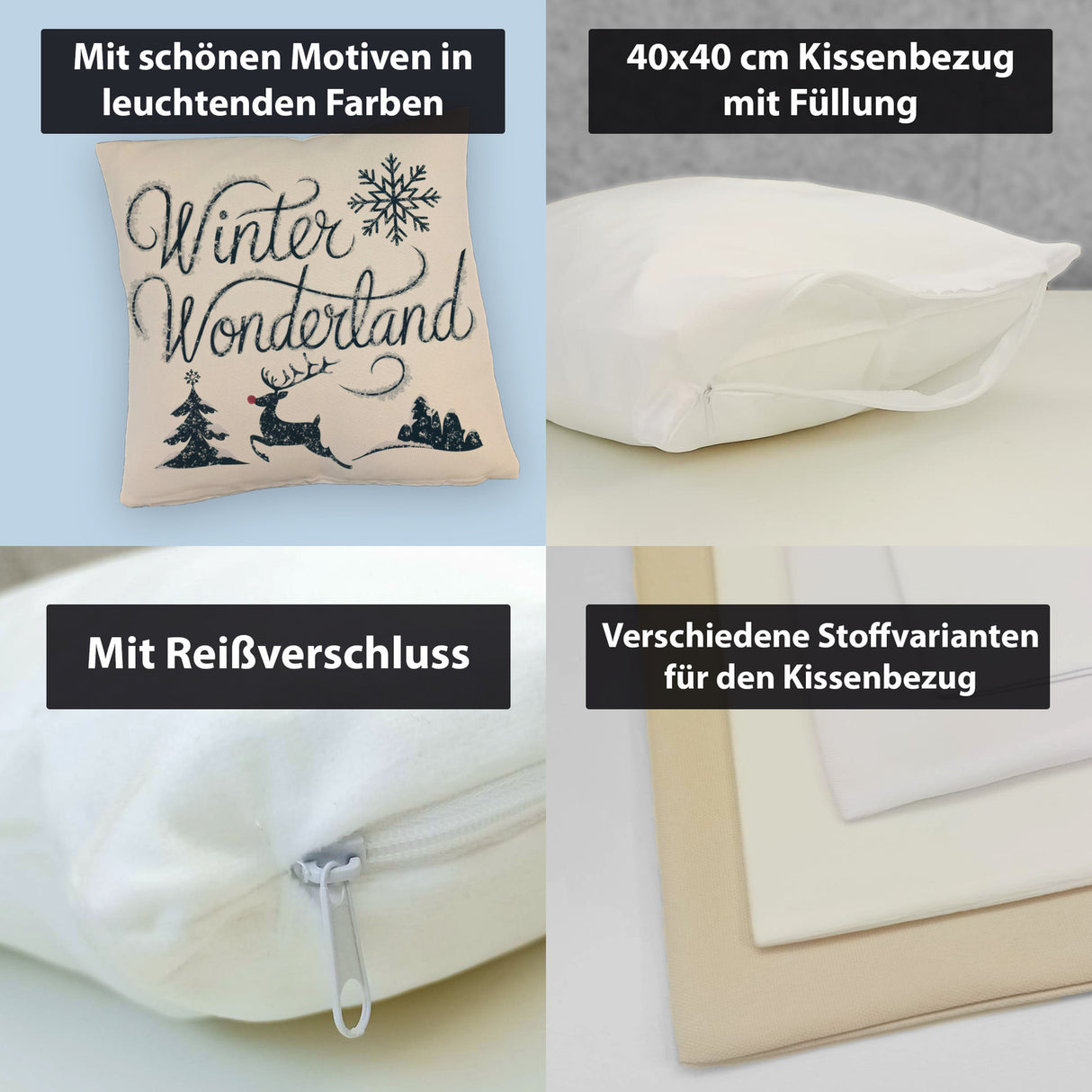 Winterwunderland mit Rentier - Kissen Winter Wonderland