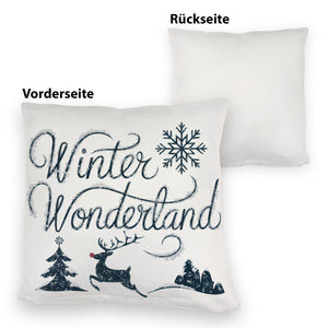 Winterwunderland mit Rentier - Kissen Winter Wonderland