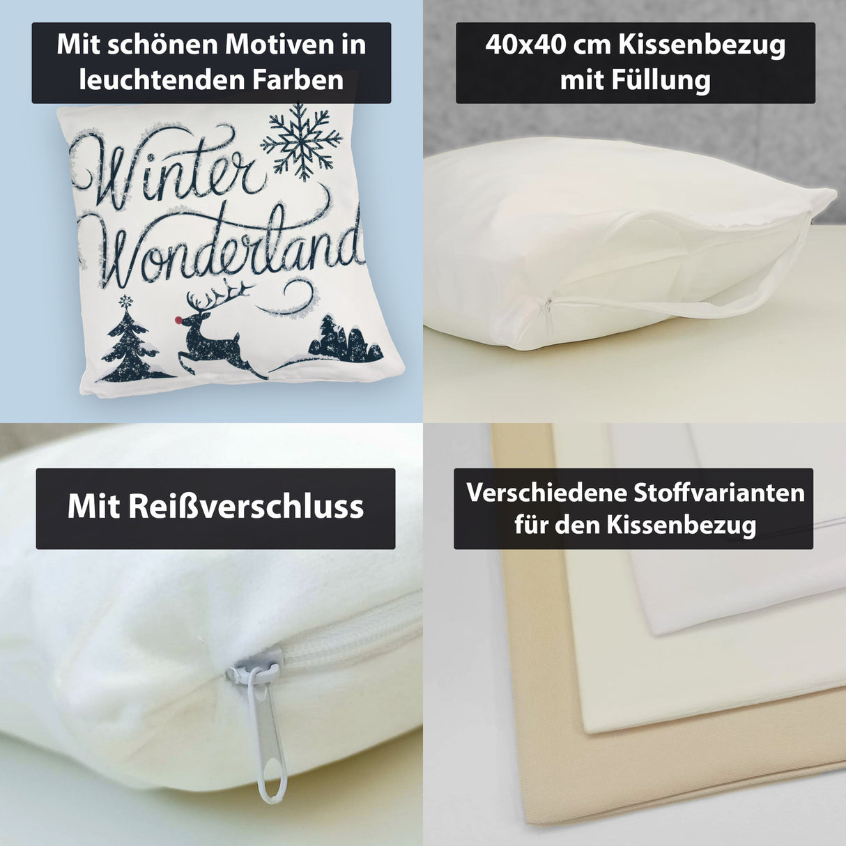 Winterwunderland mit Rentier - Kissen Winter Wonderland