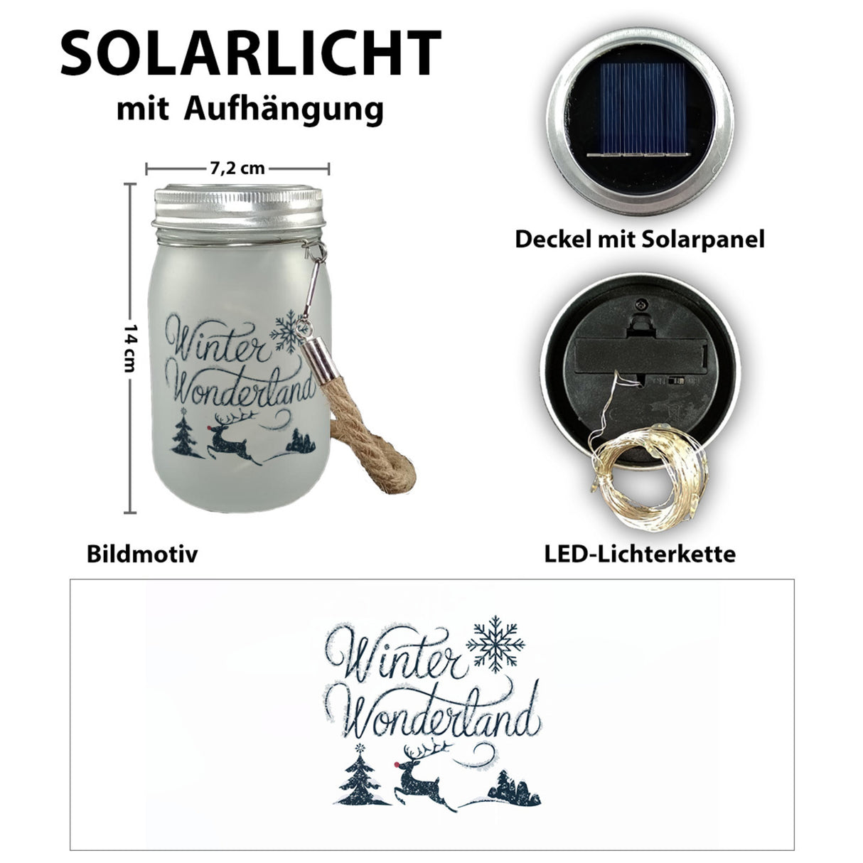 Winterwunderland mit Rentier Winter Wonderland Solarlicht