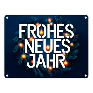 Frohes neues Jahr Metallschild in 15x20 cm - Neujahrsgruß