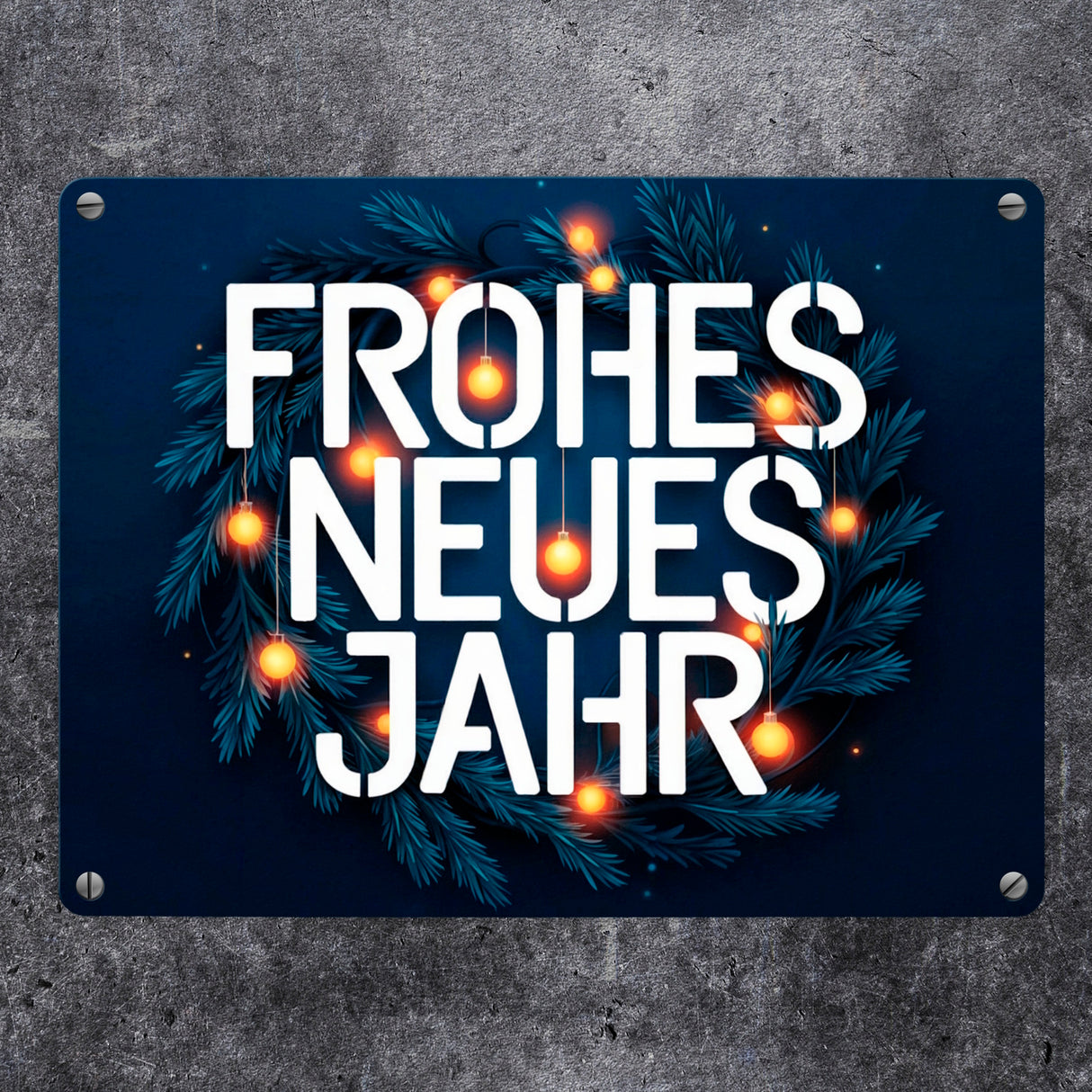 Frohes neues Jahr Metallschild in 15x20 cm - Neujahrsgruß