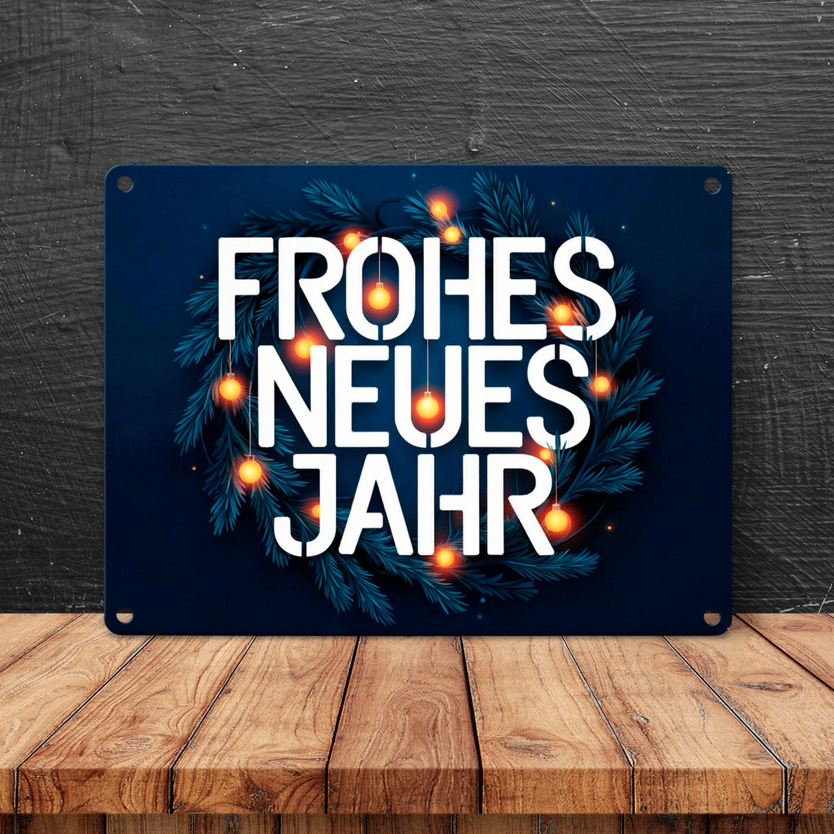 Frohes neues Jahr Metallschild in 15x20 cm - Neujahrsgruß