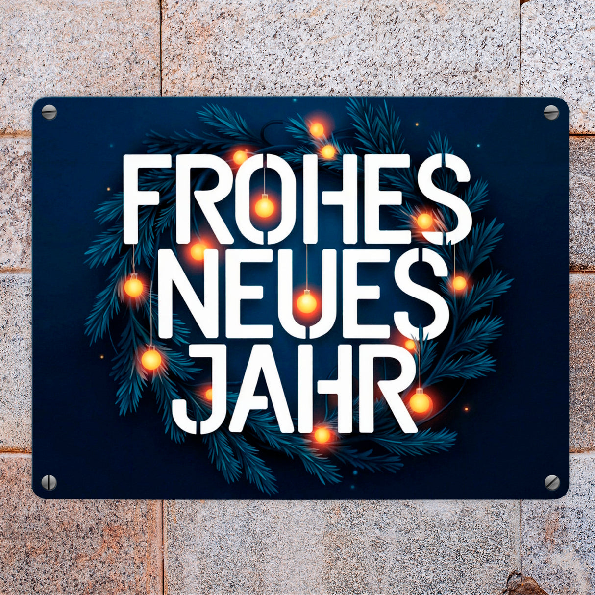 Frohes neues Jahr Metallschild in 15x20 cm - Neujahrsgruß