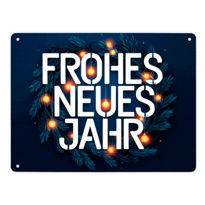 Frohes neues Jahr Metallschild in 15x20 cm - Neujahrsgruß