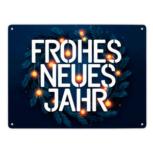 Frohes neues Jahr Metallschild in 15x20 cm - Neujahrsgruß