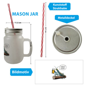 Gottesanbeterin mit Bier - Eins trink ich noch Trinkglas mit Bambusdeckel