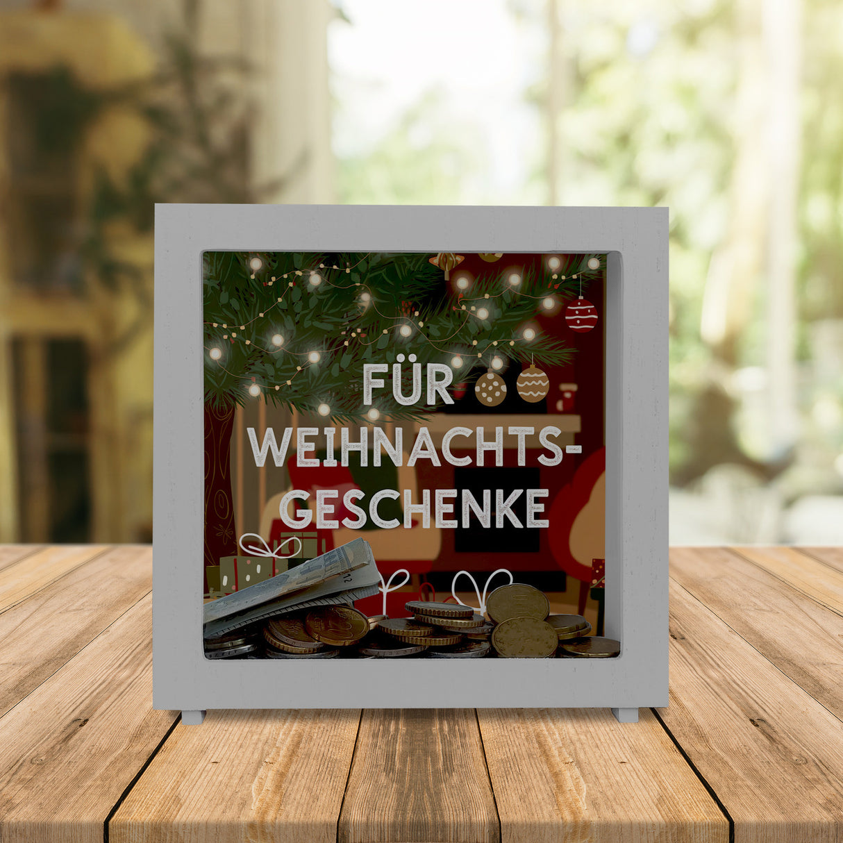 Festlich geschmückter Baum Spardose - Für Weihnachtsgeschenke