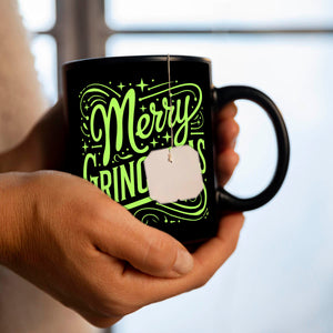 Merry Grinchmas Weihnachtsmuffel Tasse - Schwarzer Kaffeebecher