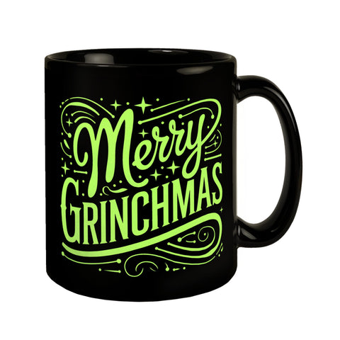 Merry Grinchmas Weihnachtsmuffel Tasse - Schwarzer Kaffeebecher