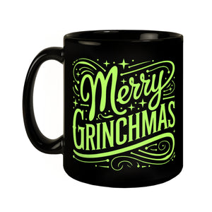 Merry Grinchmas Weihnachtsmuffel Tasse - Schwarzer Kaffeebecher