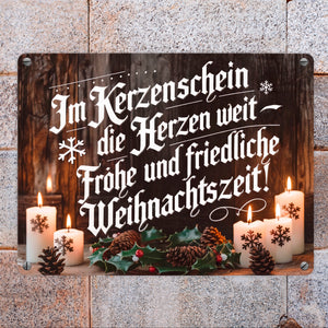 Im Kerzenschein Frohe Weihnachtszeit - Weihnachtsdesign Metallschild in 15x20 cm