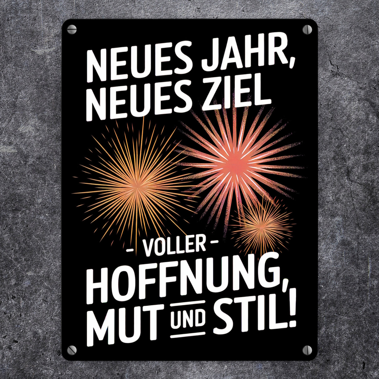 Neues Jahr neues Ziel Metallschild in 15x20 cm