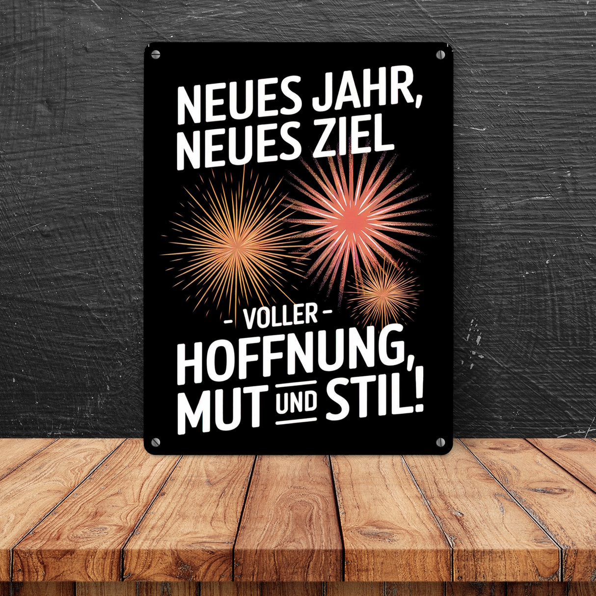 Neues Jahr neues Ziel Metallschild in 15x20 cm