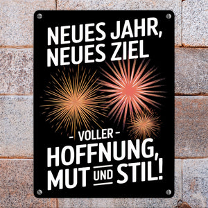 Neues Jahr neues Ziel Metallschild in 15x20 cm