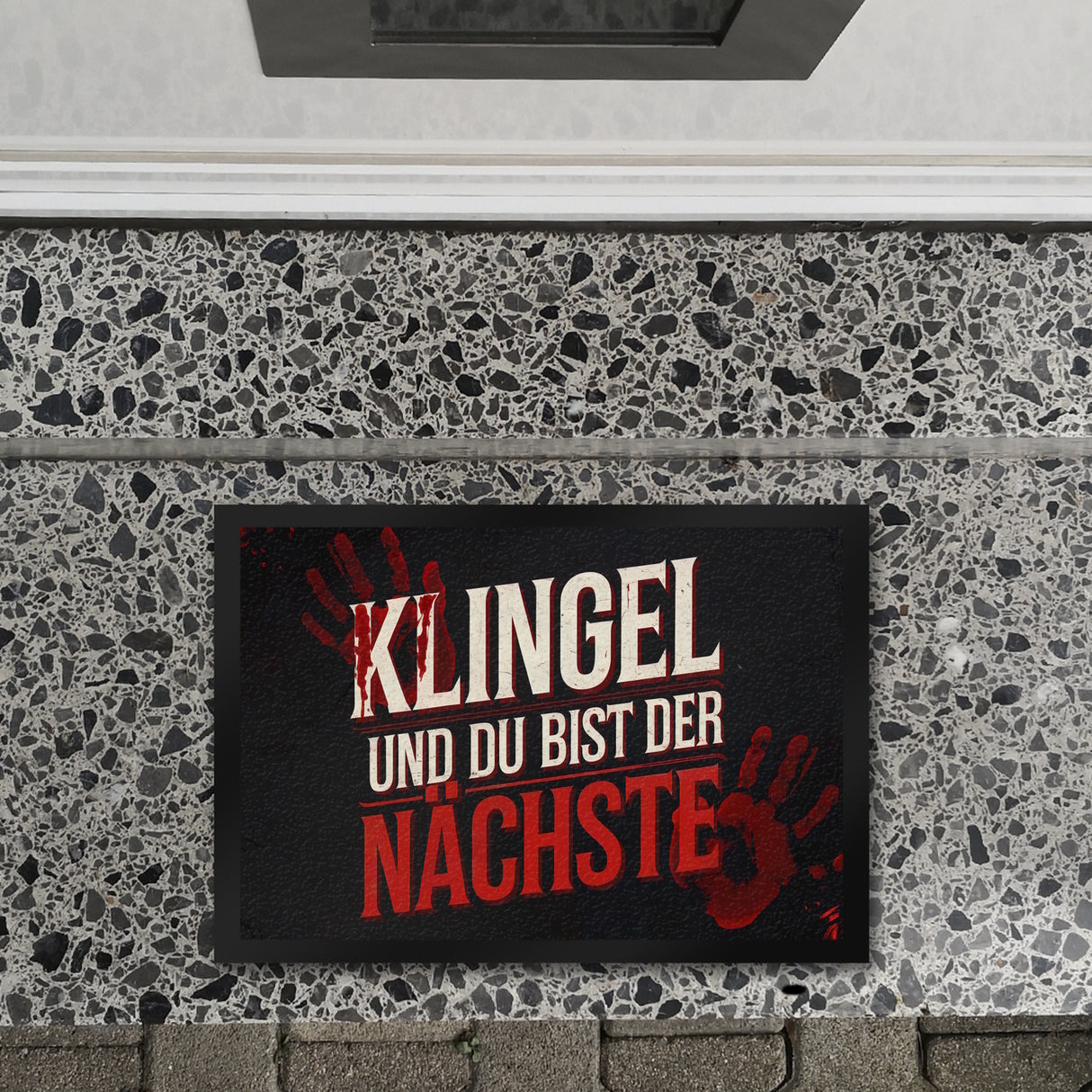 Blutiger Handabdruck Horror Fußmatte in 35x50 cm - Klingel und du bist der Nächste