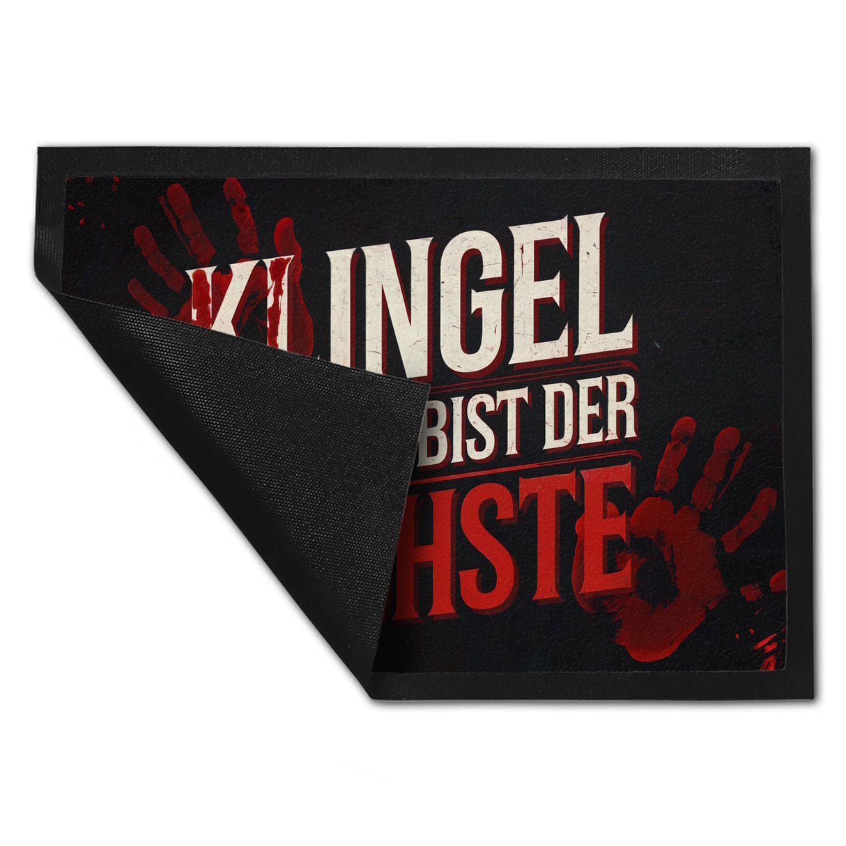 Blutiger Handabdruck Horror Fußmatte in 35x50 cm - Klingel und du bist der Nächste