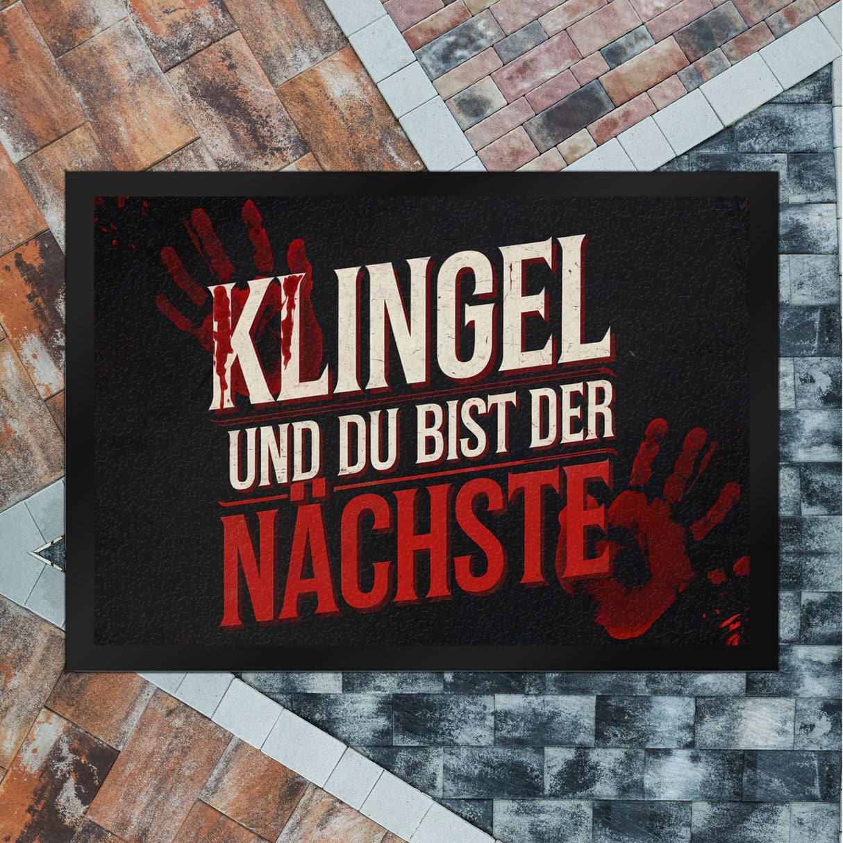 Blutiger Handabdruck Horror Fußmatte in 35x50 cm - Klingel und du bist der Nächste