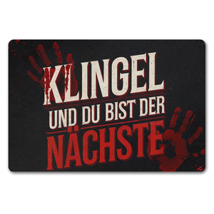 Blutiger Handabdruck Horror Fußmatte in 35x50 cm ohne Rand - Klingel und du bist der Nächste