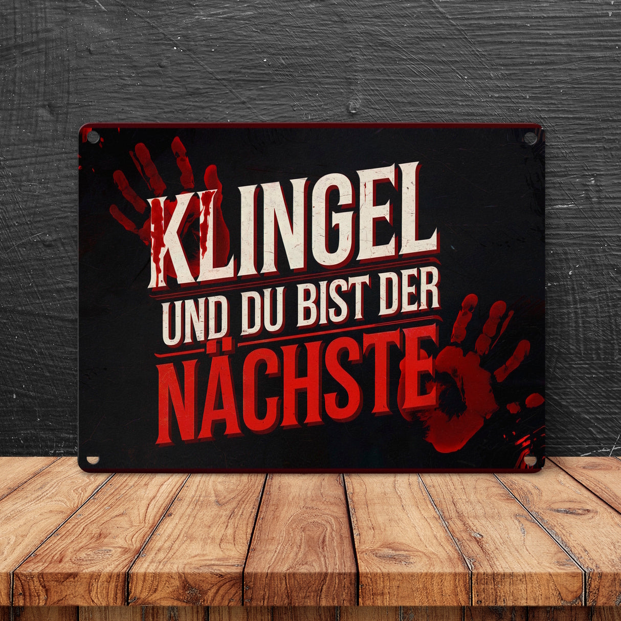 Blutiger Handabdruck Horror Metallschild in 15x20 cm - Klingel und du bist der Nächste