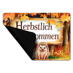 Igelbabys Herbstlich Willkommen Fußmatte in 35x50 cm ohne Rand