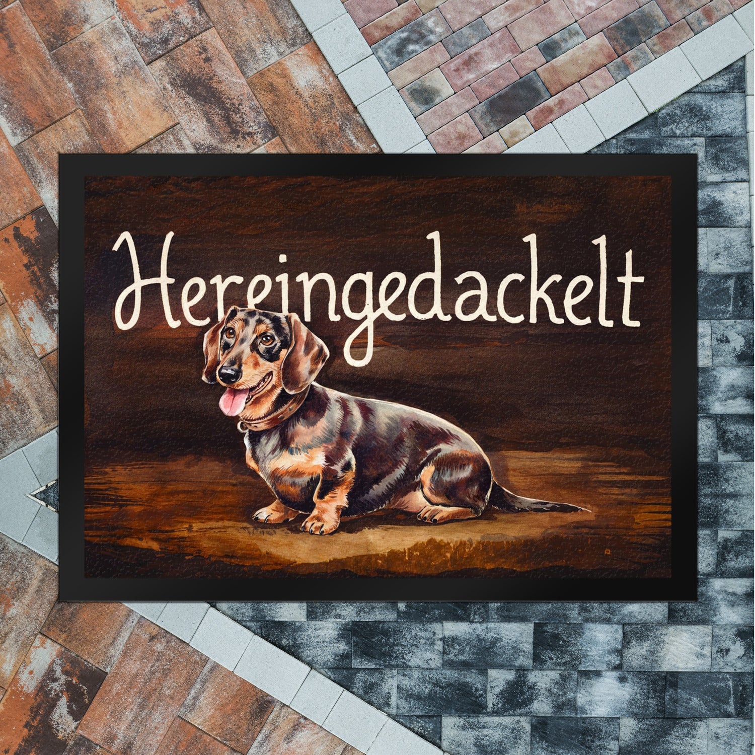 3dRose Garten Flagge – Niedlicher Brauner Dackel Mit Pfotenabdrücken, 30x45 Cm