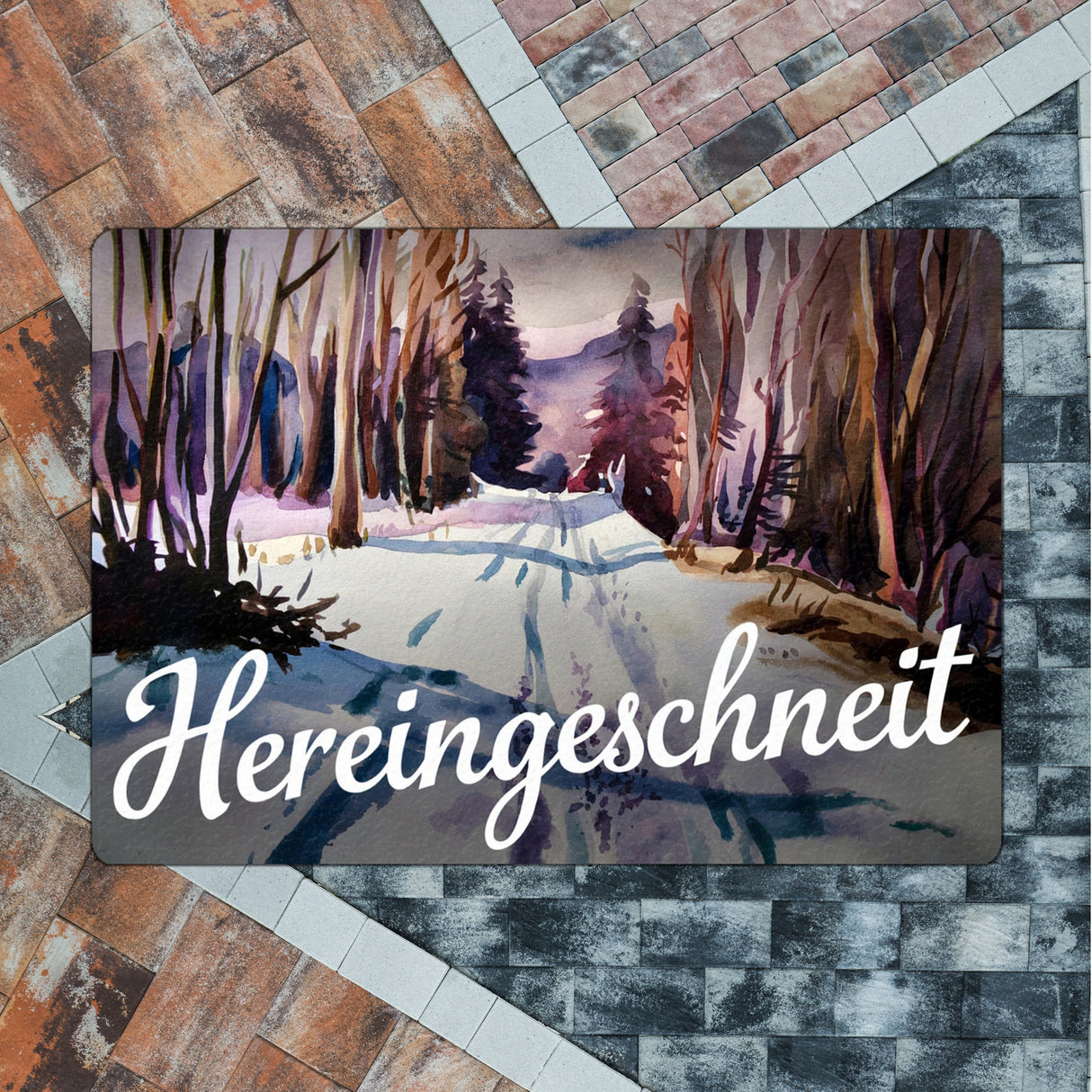 Schneepfad Hereingeschneit Fußmatte in 35x50 cm ohne Rand