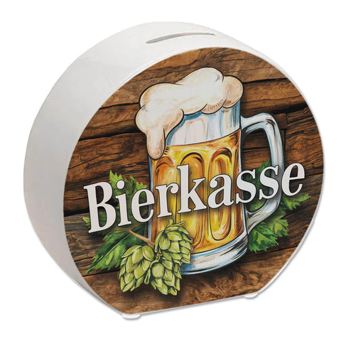 Bierkasse mit Hopfen und Bierkrug Spardose