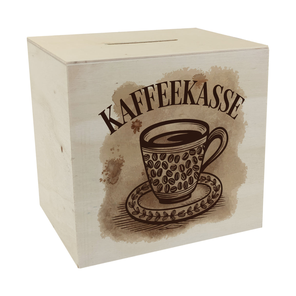 Kaffeetasse mit Kaffeebohnen - Kaffeekasse Spardose