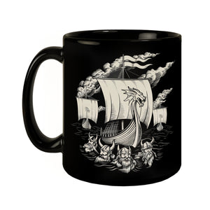 Wikingerschiff mit Drachenkopf Tasse - Nordische Mythologie Kaffeebecher