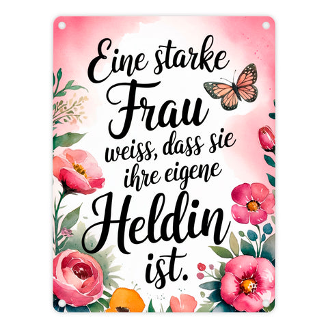 Starke Frau ist Heldin Metallschild in 15x20 cm