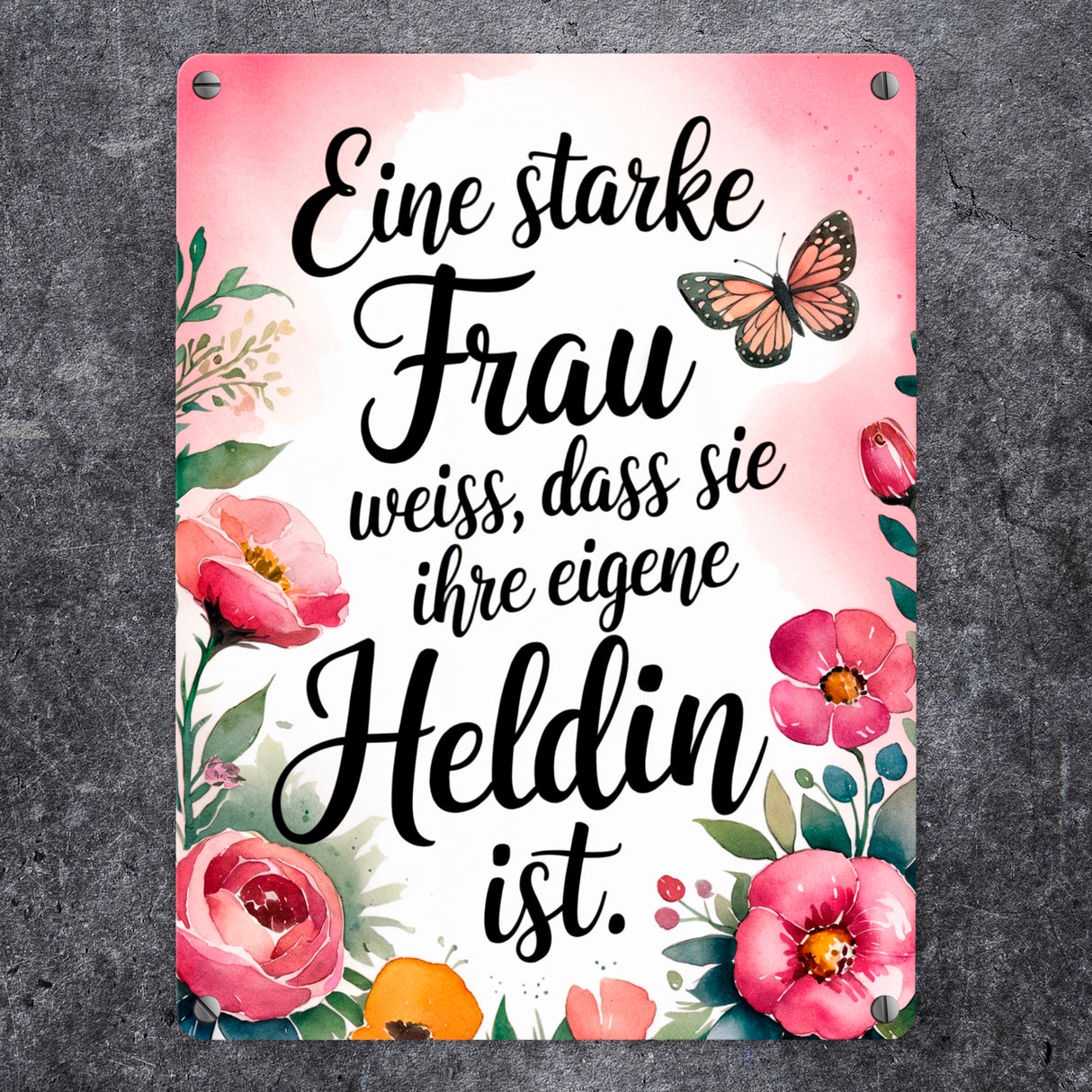 Starke Frau ist Heldin Metallschild in 15x20 cm