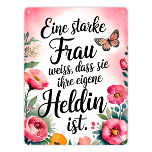 Starke Frau ist Heldin Metallschild in 15x20 cm