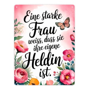 Starke Frau ist Heldin Metallschild in 15x20 cm