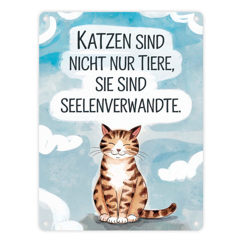 Katzen sind Seelenverwandte Metallschild in 15x20 cm