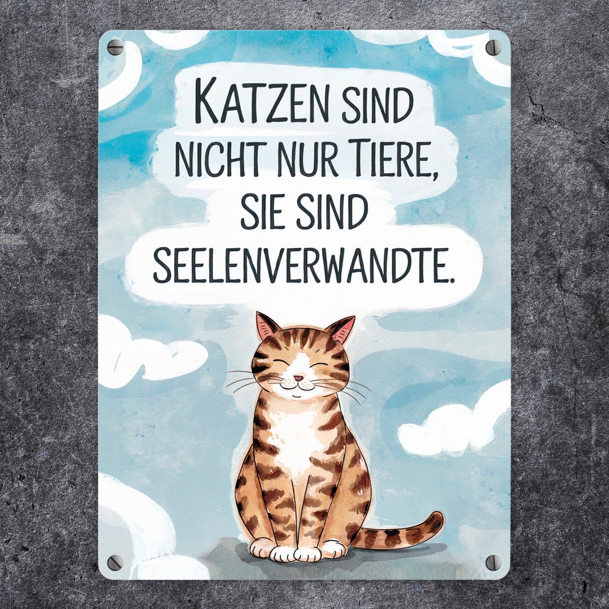 Katzen sind Seelenverwandte Metallschild in 15x20 cm