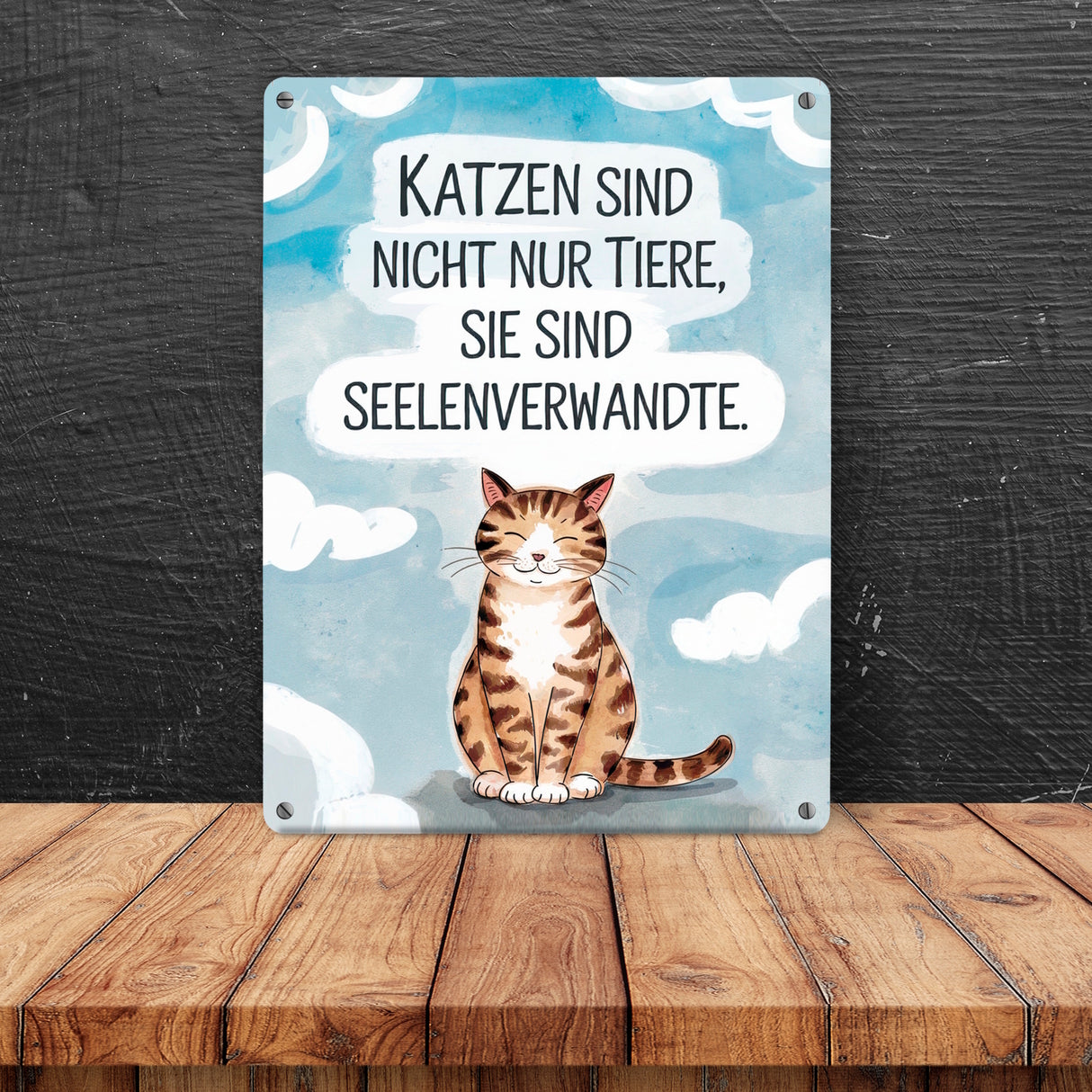 Katzen sind Seelenverwandte Metallschild in 15x20 cm