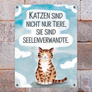 Katzen sind Seelenverwandte Metallschild in 15x20 cm