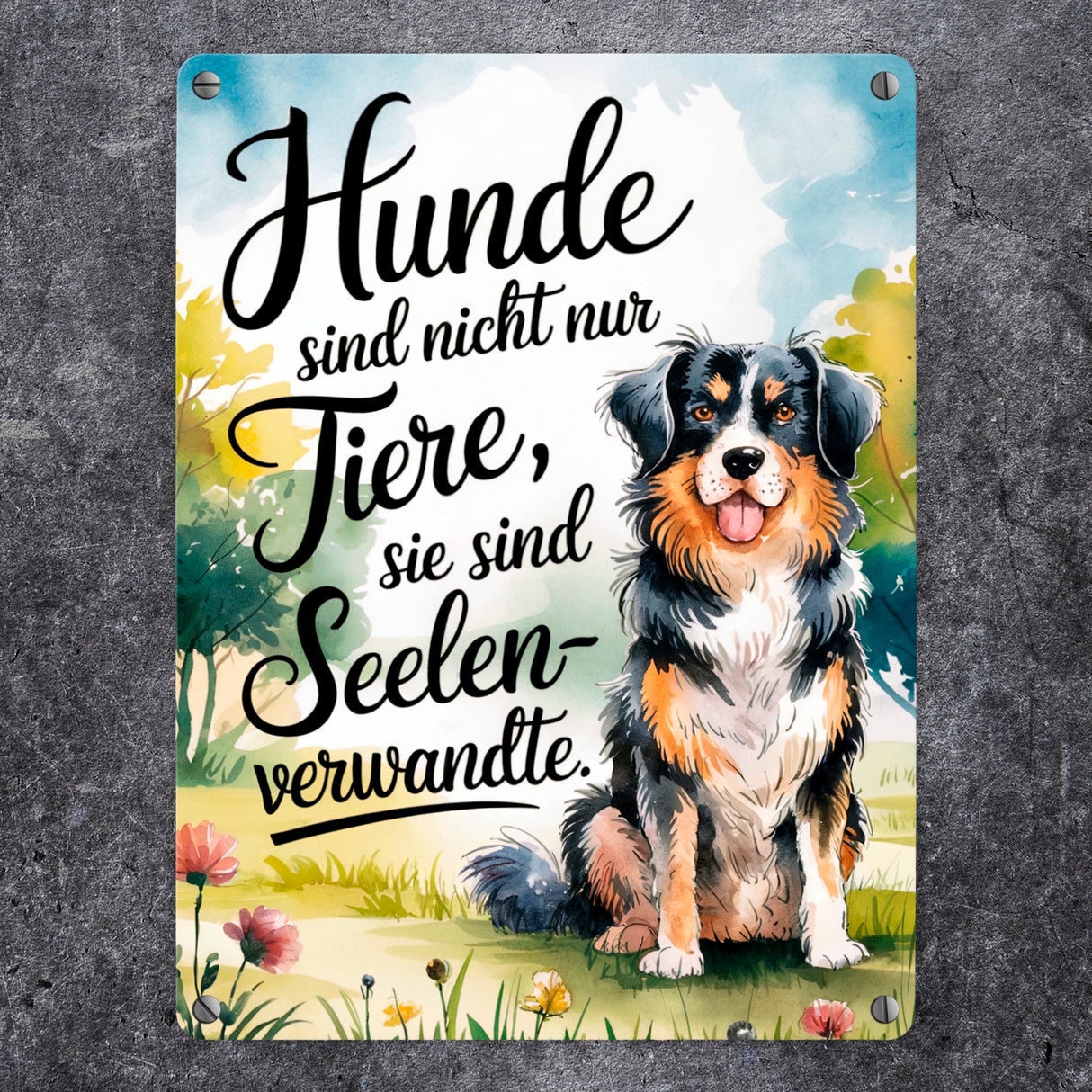 Hunde sind Seelenverwandte Metallschild in 15x20 cm