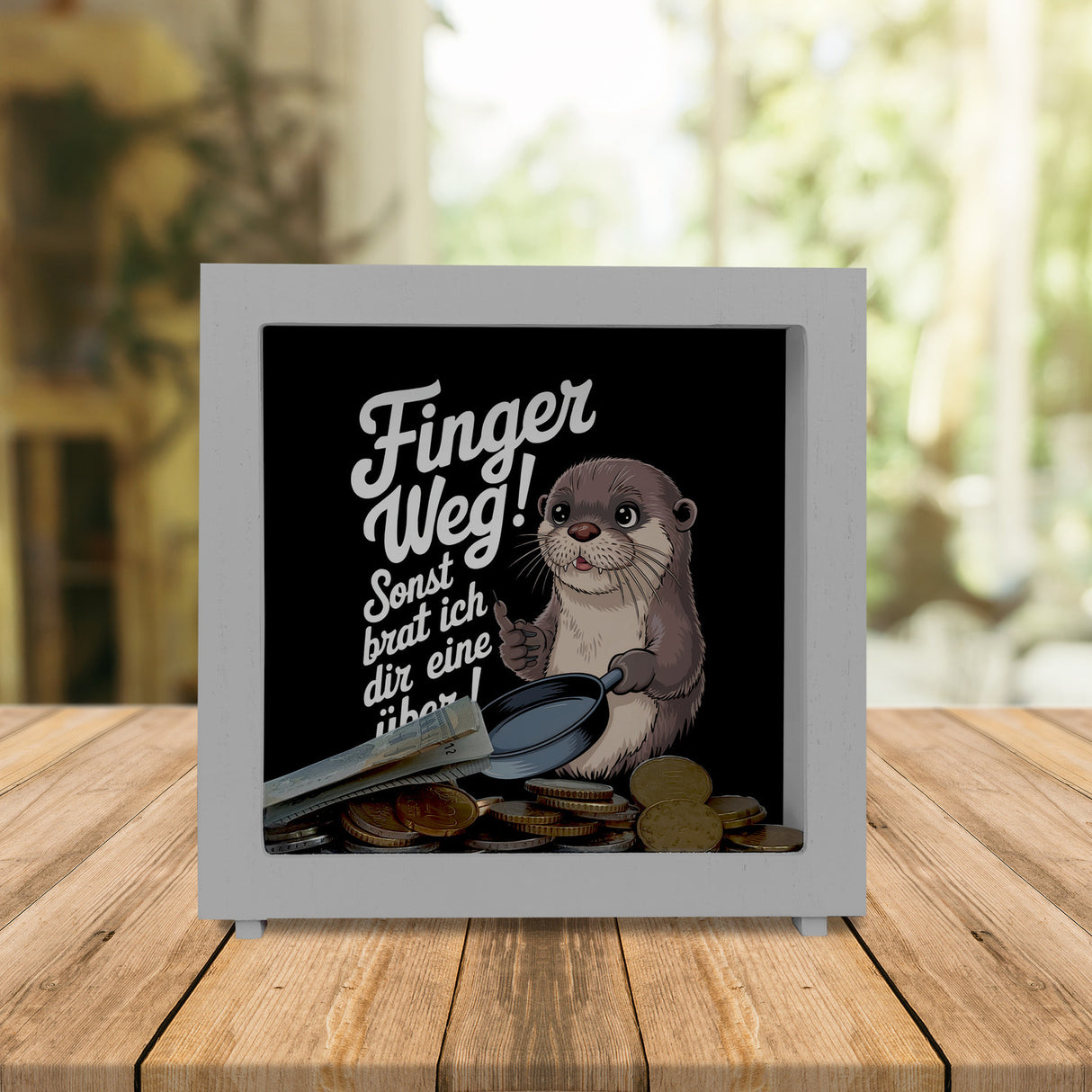 Otter mit Pfanne - Finger weg Spardose