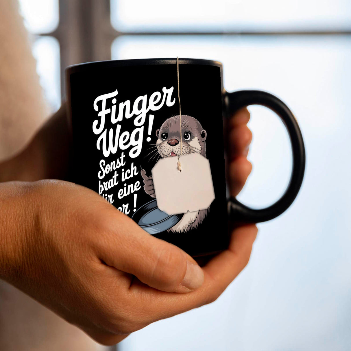 Otter mit Pfanne - Finger weg Tasse