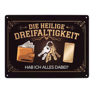 Die heilige Dreifaltigkeit - Reminder Metallschild in 15x20 cm für die wichtigsten Utensilien